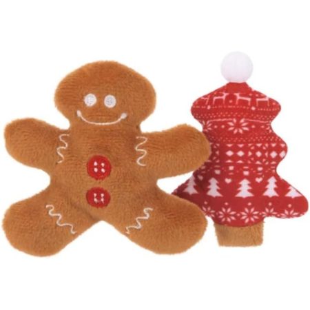 P.L.A.Y. Cute Cat Toys Holiday and Christmas Themed Pet Herb Filled Toy Great for Adult Cats and Kittens Machine Washable Recycled Materials Crinkles Rattles Meowy Christmas Set of 2