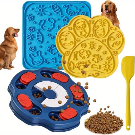 Interactive Dog Puzzle Toy Set - Glass Brain Games Feeder with Treat Dispenser, Slow Feeder for Mental Stimulation & Exercise, Includes 2 Treat Pockets & 2 Treat Holders, Perfect for Puppies & Adult Dogs, Dog Puzzle Toy, Pet Mental Stimulation, Playful De