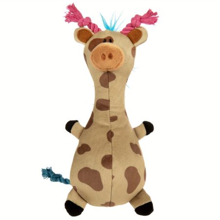 TrustyPup Tough 'N Fun Long Neck Giraffe Plush Squeaky Chew Guard Dog Toy - Tan Small, Durable Chew-Resistant Fabric with Squeaker, Interactive Play for Puppies & Small Dogs, Safe Non-Toxic Design, Puppy Playtime, Playful Design, Sturdy Construction, Pet