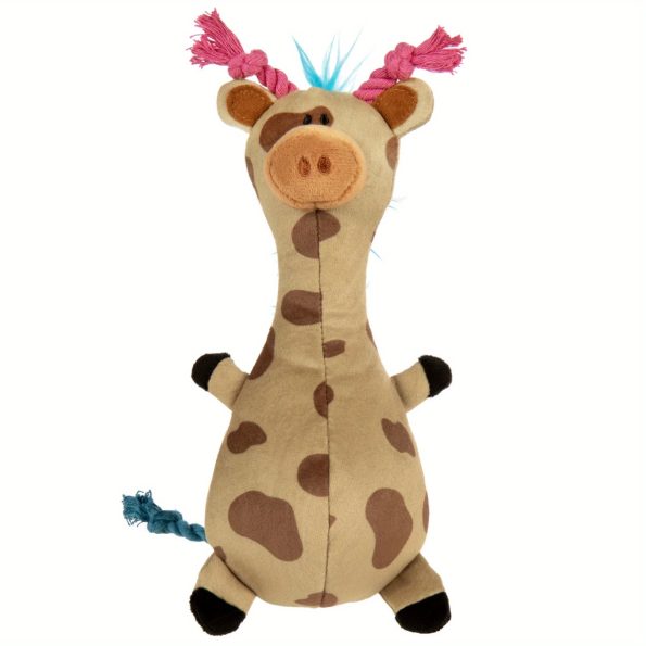 TrustyPup Tough 'N Fun Long Neck Giraffe Plush Squeaky Chew Guard Dog Toy - Tan Small, Durable Chew-Resistant Fabric with Squeaker, Interactive Play for Puppies & Small Dogs, Safe Non-Toxic Design, Puppy Playtime, Playful Design, Sturdy Construction, Pet