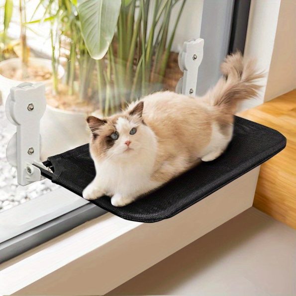 Sturdy Cat Window Perch Hammock Bed - Cordless Design with Upgraded Suction Cups, Tear-Resistant & Easy-Clean Cover, Holds 40 lbs, Durable Material for Indoor Cats