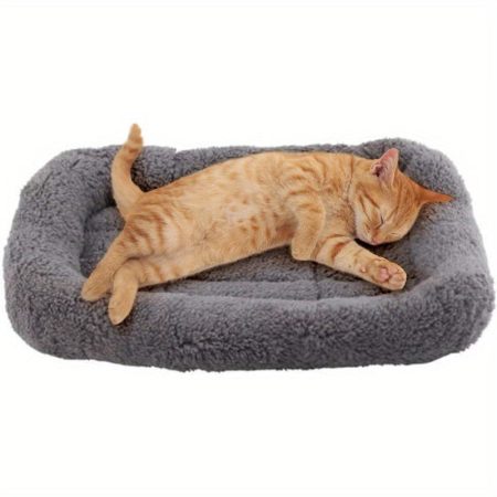Extra Large 10x15" Cat Bed with Raised Pillow - Non-Slip Pet Mat, Soft Plush Cushion for Large Cats, Small Dogs, Puppies - Indoor/Outdoor Bed for Crate, Carrier, Home, Car - Easy-Clean Surface & Hanging Hole, Crate Bedding, Cozy Pet Nest, Petsafe Material