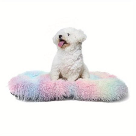 24" Washable Dog Bed for Small Dogs - Soft Plush Square Kennel Cage Mat with Pastel Colors, Durable & Easy-Clean Design for Puppies, Yorkie, Chihuahua, Pomeranian - Travel & Home Use, Dog Bed for Small Dogs, Cozy Pet Furniture, Fluffy Texture, Highquality