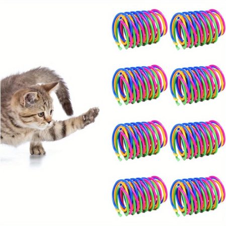 Cat Toys for Indoor Cats 32pcs Cat Spring Toys Colorful and Durable Plastic Springs Cat Interactive Toy for Swatting Biting Hunting Kitten Toys to Kill Time and Release Nervousness 32pcs